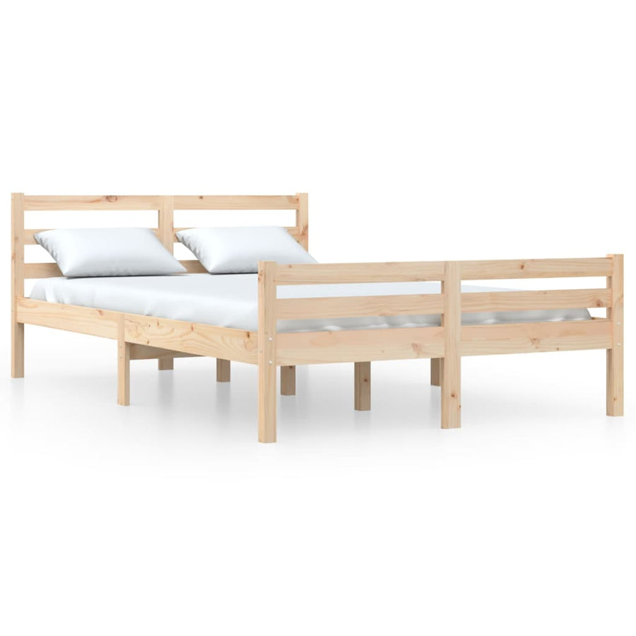 Bedframe Massief Hout 140 x 190 cm Naturel