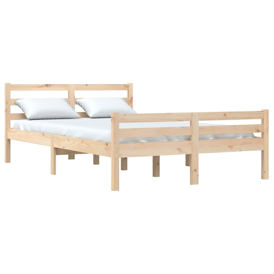 Bedframe Massief Hout 140 x 190 cm Naturel