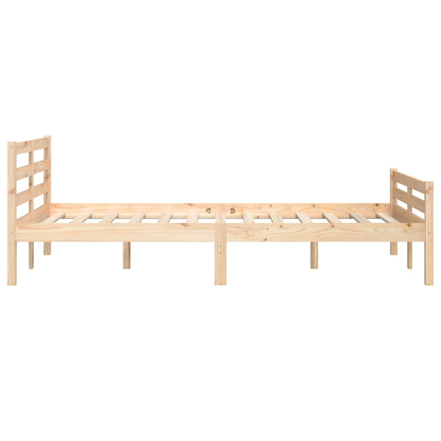 Bedframe Massief Hout 140 x 190 cm Naturel