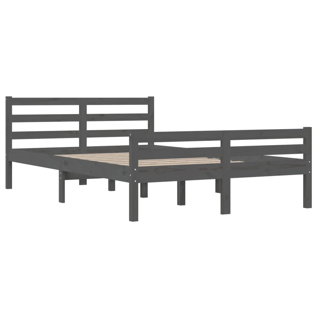 Bedframe Massief Hout 140 x 190 cm Grijs