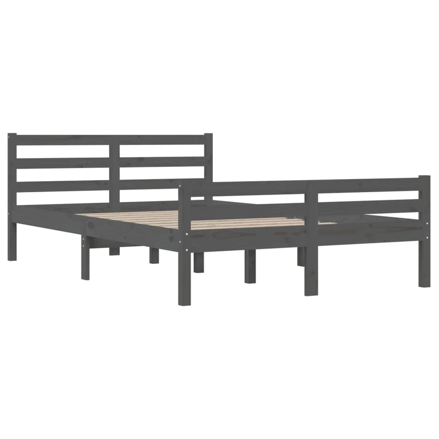 Bedframe Massief Hout 140 x 190 cm Grijs
