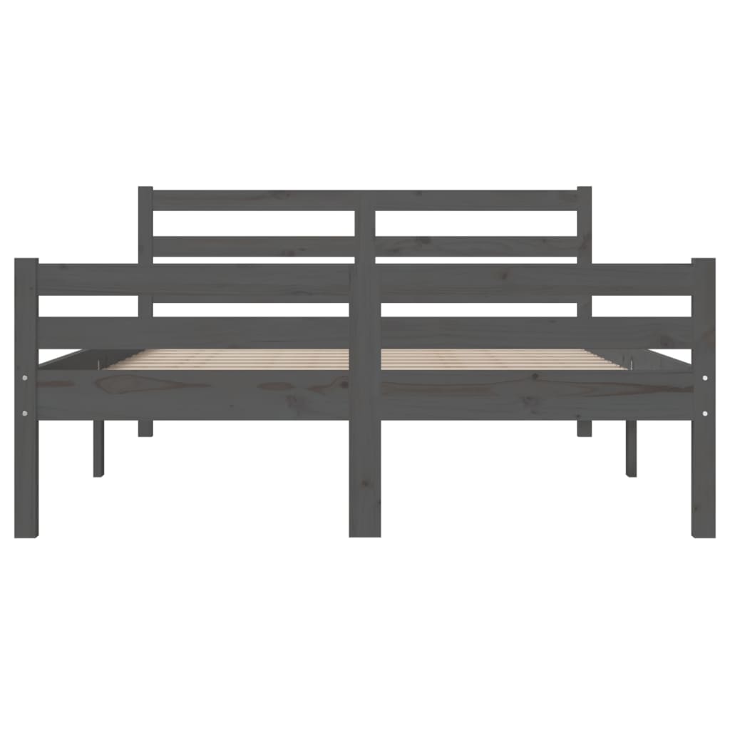 Bedframe Massief Hout 140 x 190 cm Grijs