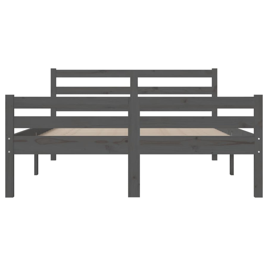 Bedframe Massief Hout 140 x 190 cm Grijs