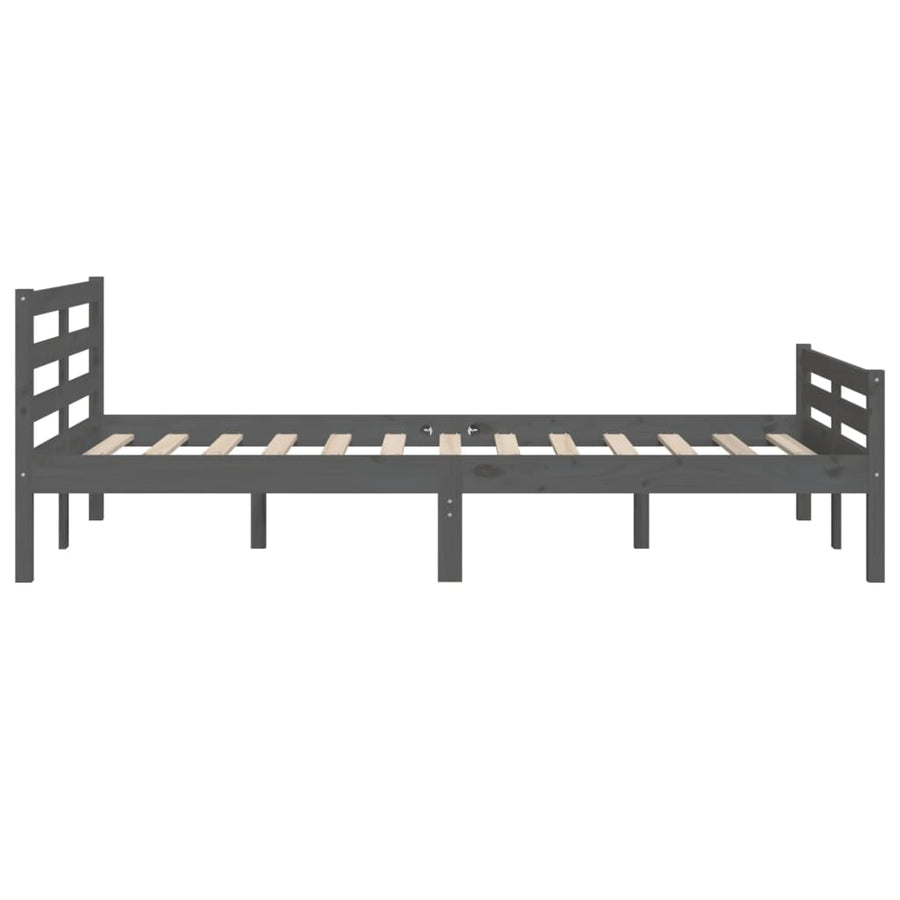 Bedframe Massief Hout 140 x 190 cm Grijs