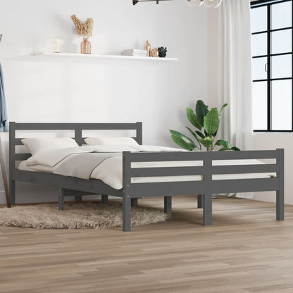 Bedframe Massief Hout 140 x 190 cm Grijs