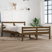 Solid wood honey brown bed frame 140x190 cm