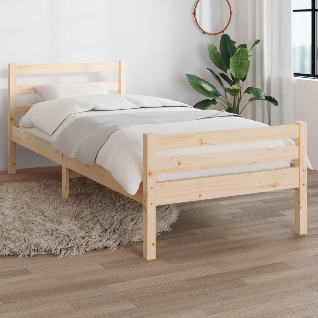 Bedframe Massief Hout 90 x 200 cm Naturel