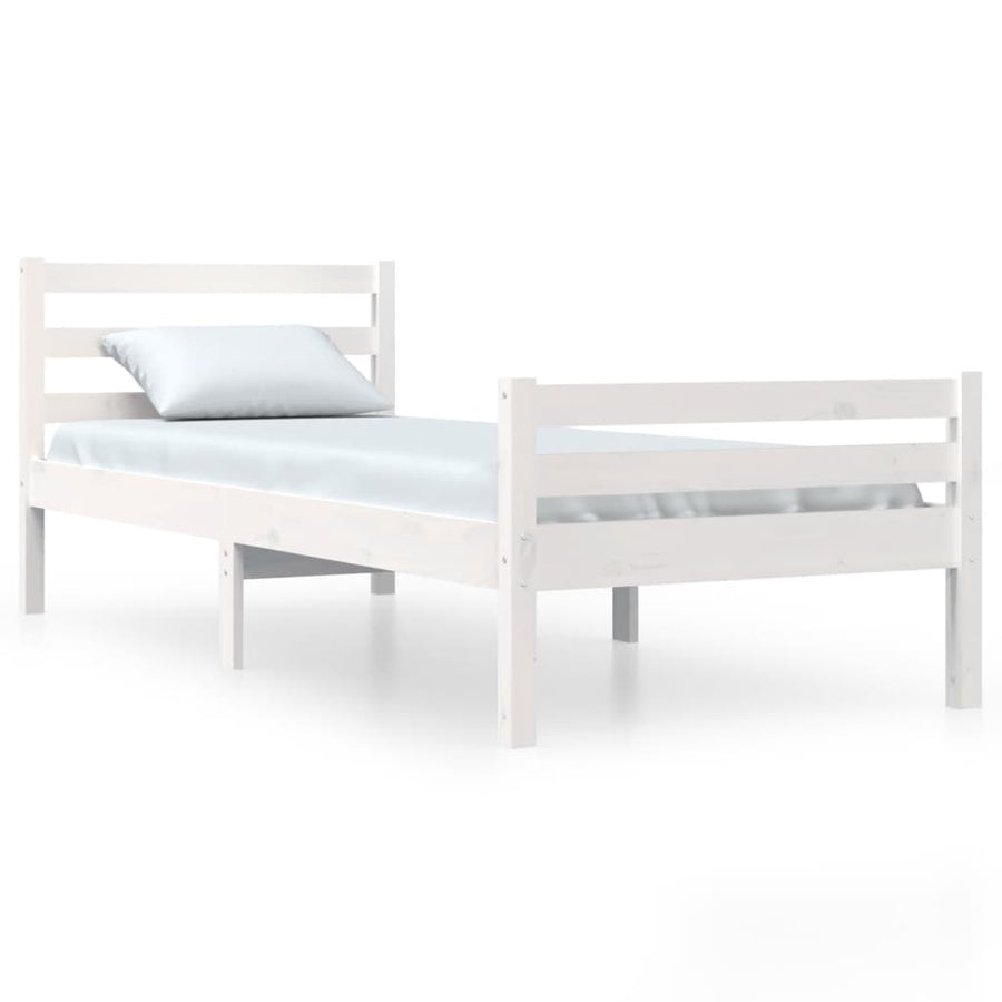Bedframe Massief Hout 100 x 200 cm Wit