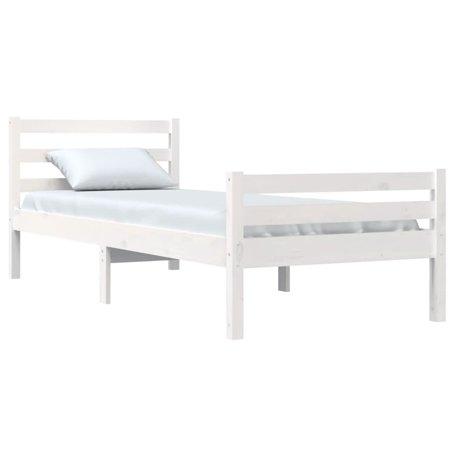 Bedframe Massief Hout 100 x 200 cm Wit