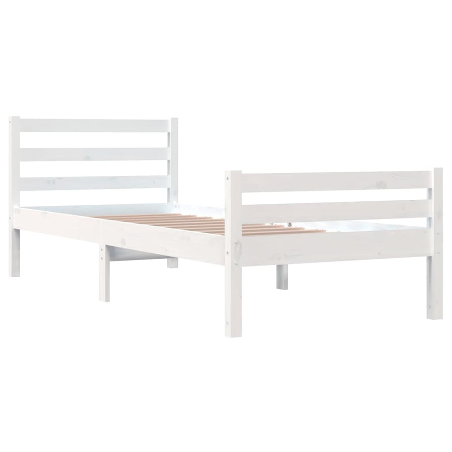 Bedframe Massief Hout 100 x 200 cm Wit