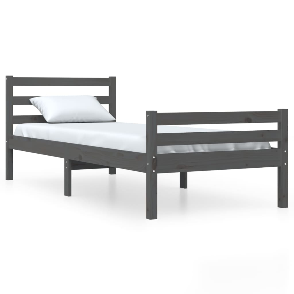 Bedframe Massief Hout 100 x 200 cm Grijs