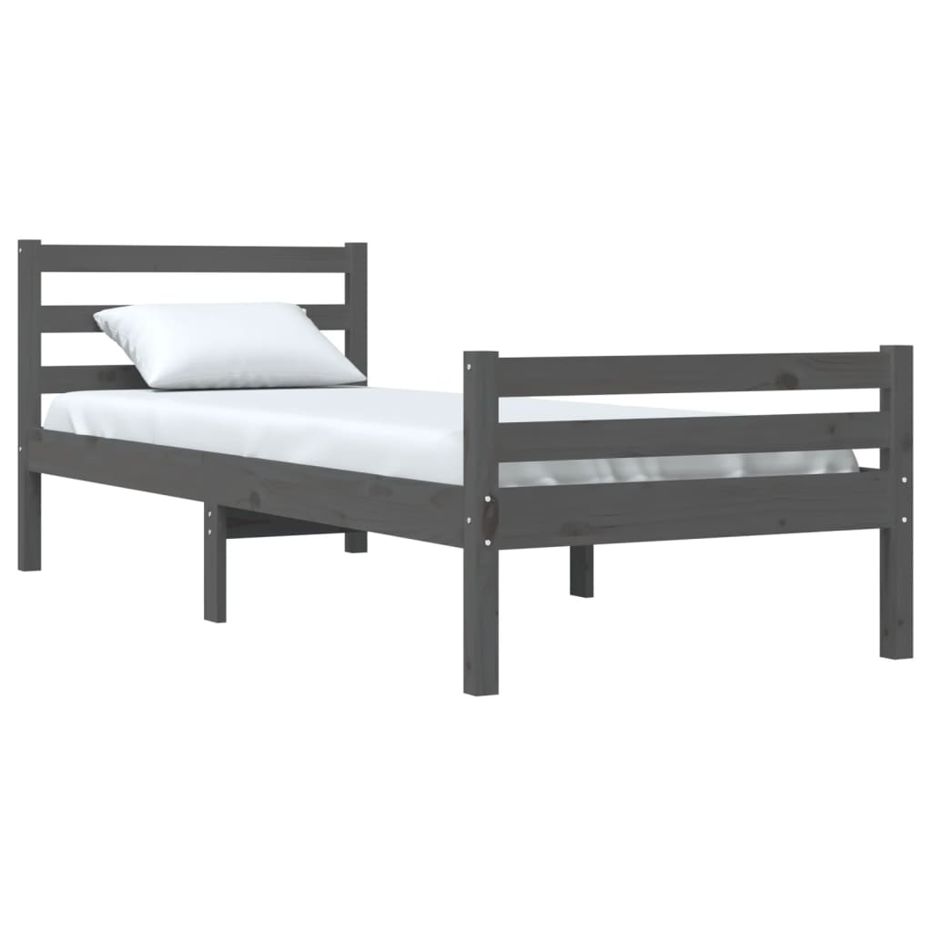 Bedframe Massief Hout 100 x 200 cm Grijs