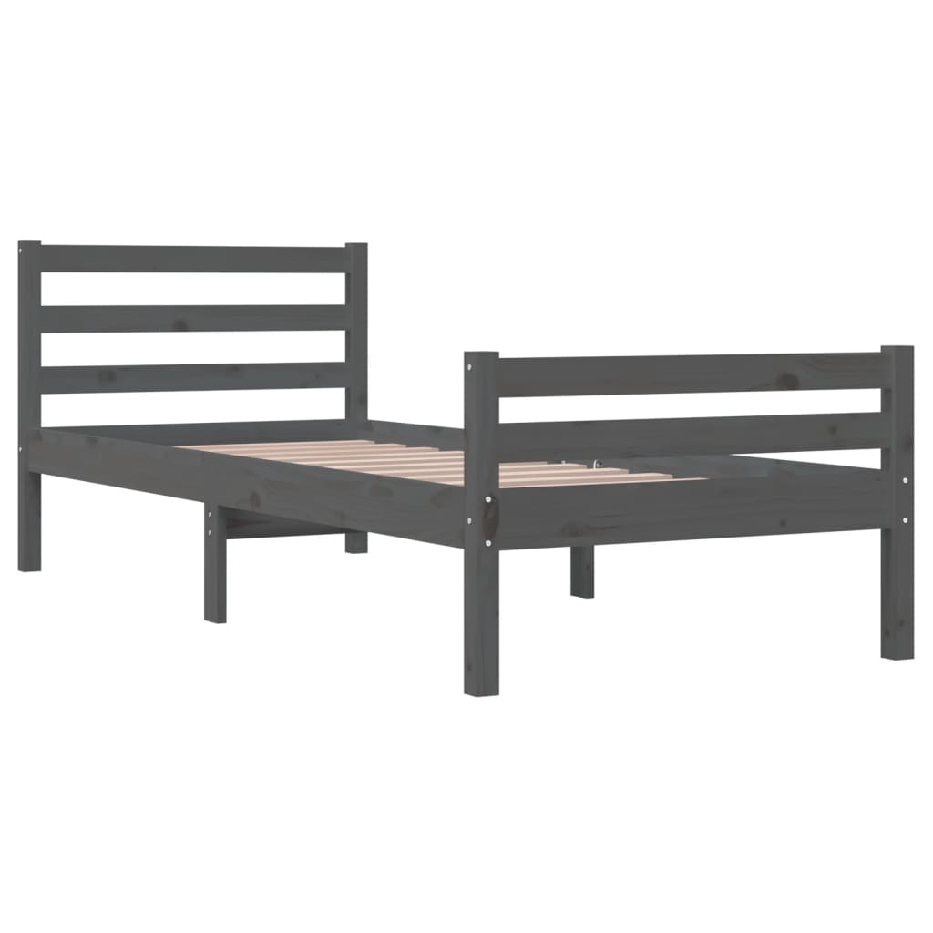Bedframe Massief Hout 100 x 200 cm Grijs