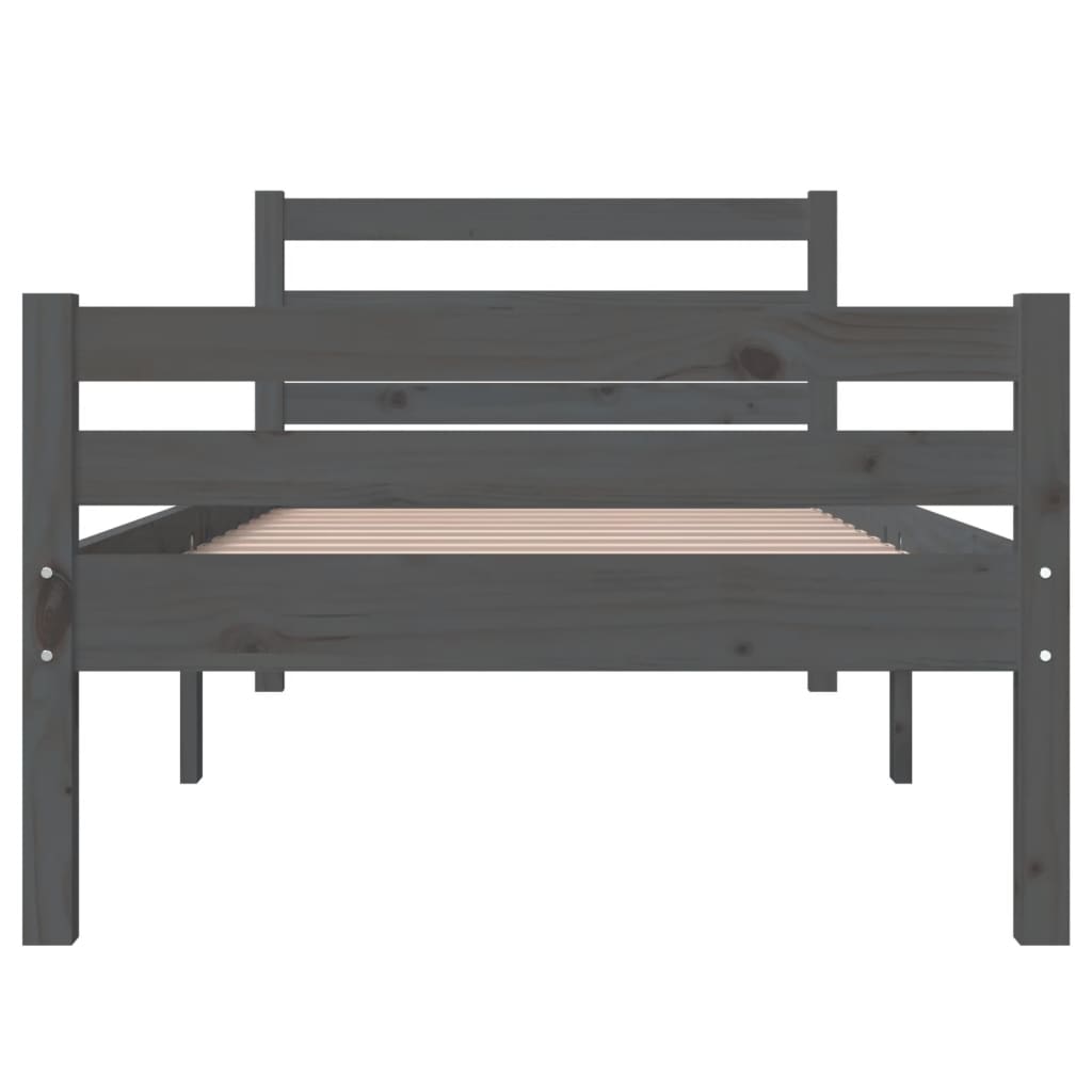 Bedframe Massief Hout 100 x 200 cm Grijs