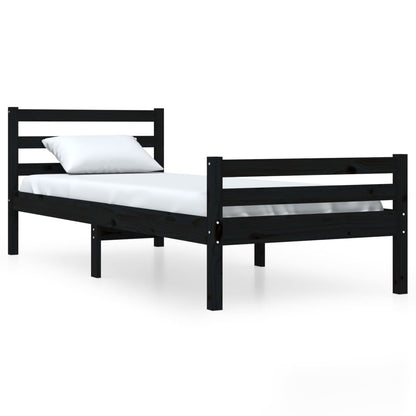 Bedframe Massief Hout 100 x 200 cm Zwart