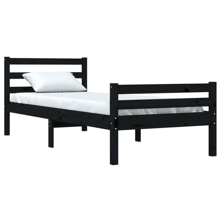 Bedframe Massief Hout 100 x 200 cm Zwart