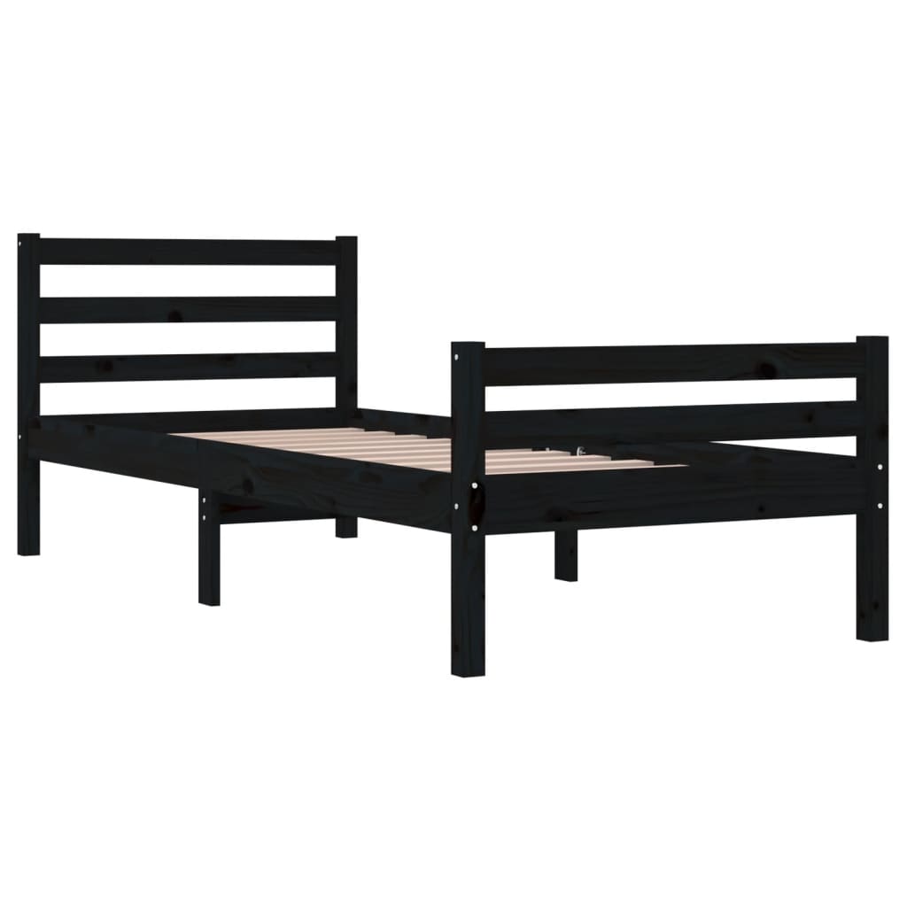 Bedframe Massief Hout 100 x 200 cm Zwart