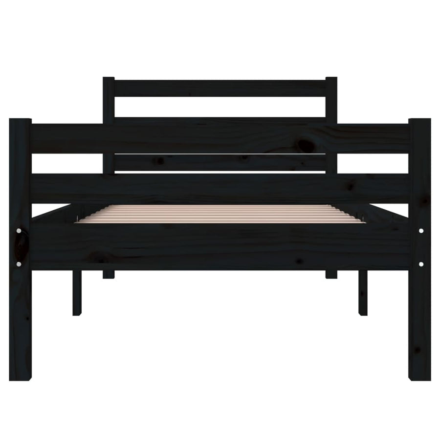 Bedframe Massief Hout 100 x 200 cm Zwart