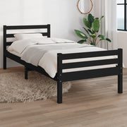 Solid wood bed frame black 100x200 cm
