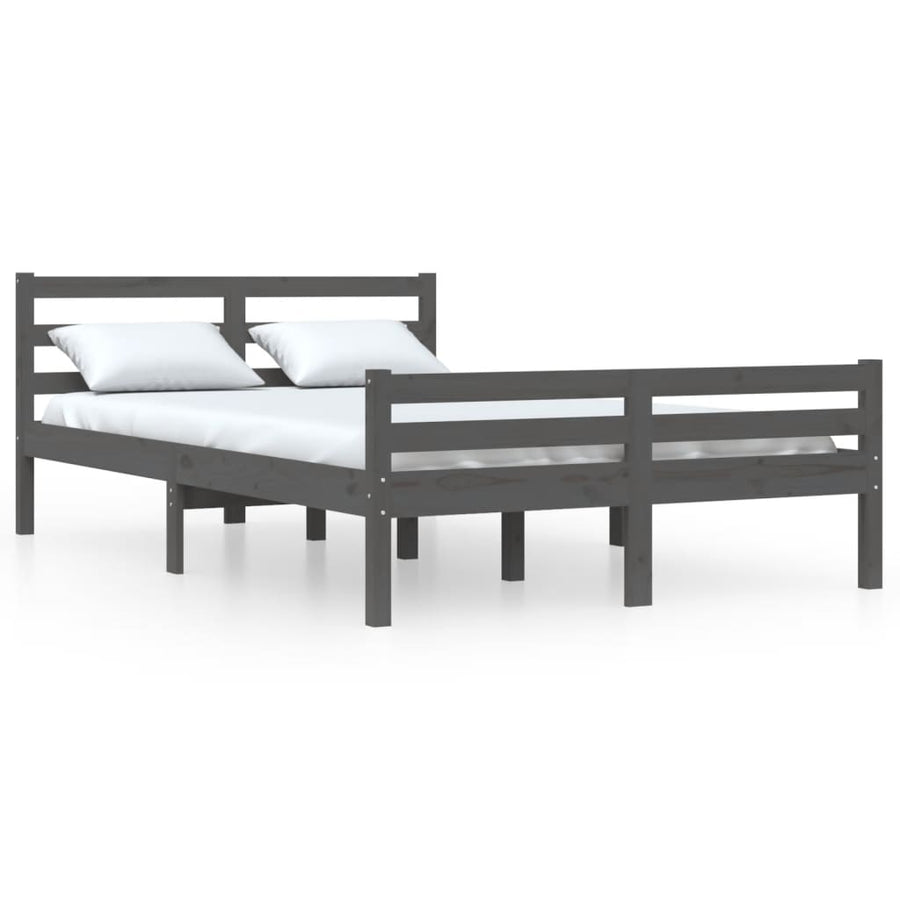 Bedframe Massief Hout 120 x 200 cm Grijs