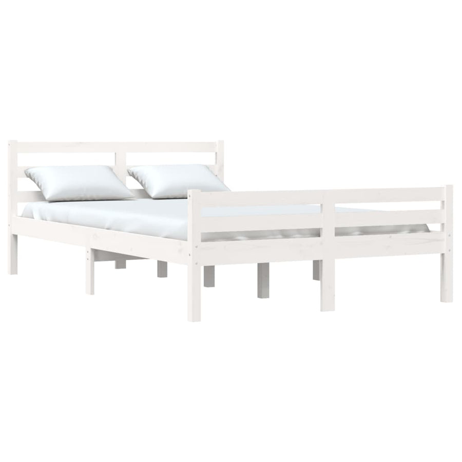 Bedframe Massief Hout 140 x 200 cm Wit