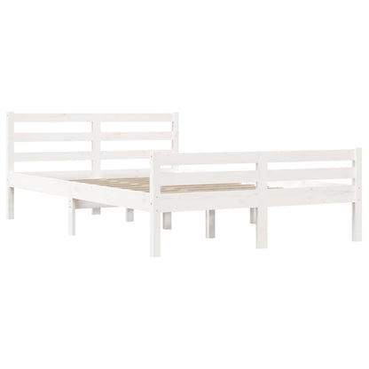 Bedframe Massief Hout 140 x 200 cm Wit
