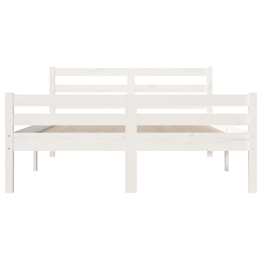 Bedframe Massief Hout 140 x 200 cm Wit