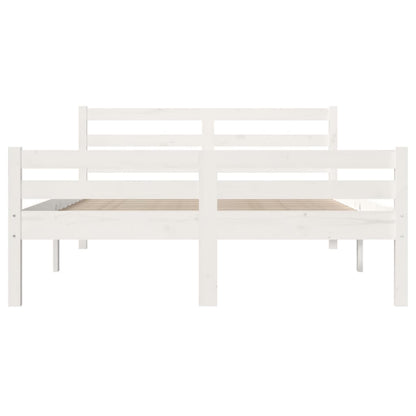 Bedframe Massief Hout 140 x 200 cm Wit