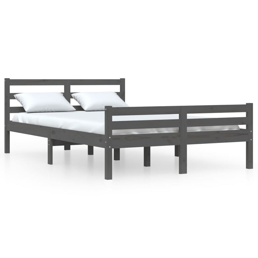 Bedframe Massief Hout 140 x 200 cm Grijs