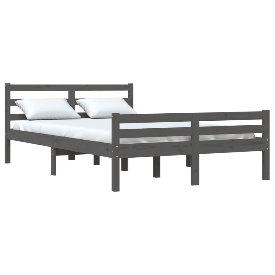 Bedframe Massief Hout 140 x 200 cm Grijs