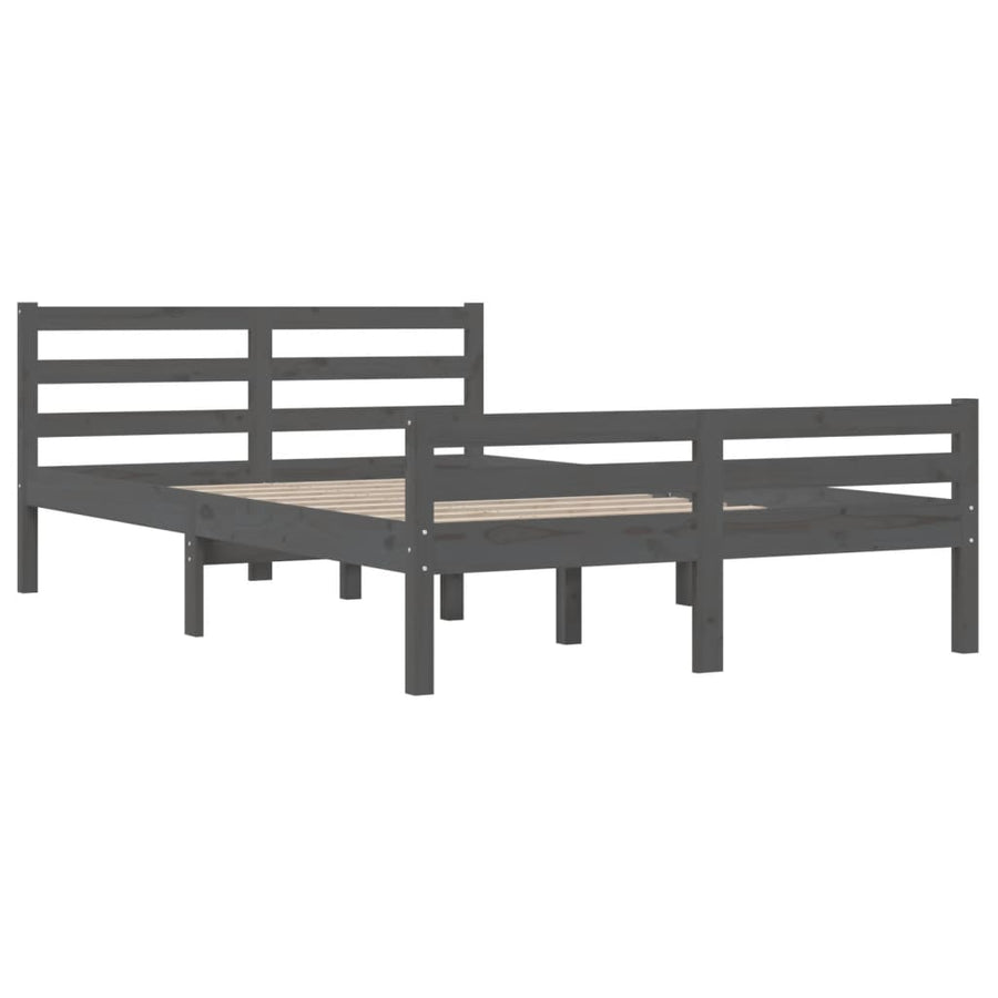 Bedframe Massief Hout 140 x 200 cm Grijs