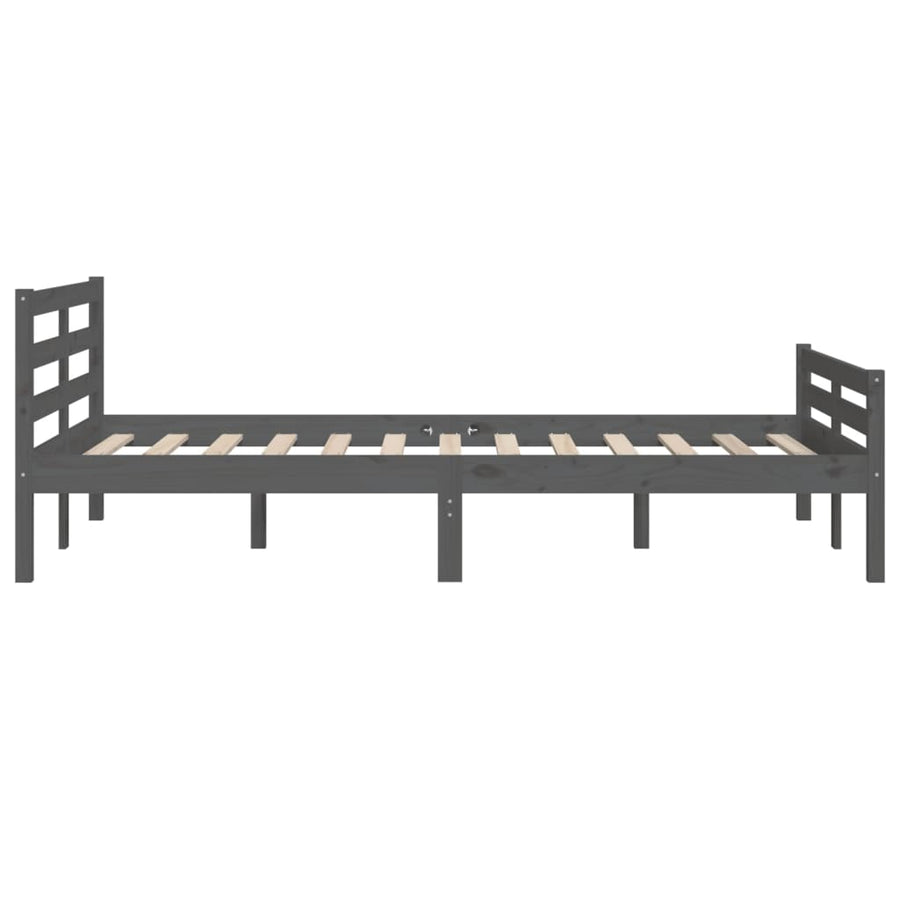 Bedframe Massief Hout 140 x 200 cm Grijs
