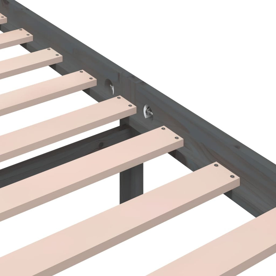 Bedframe Massief Hout 140 x 200 cm Grijs