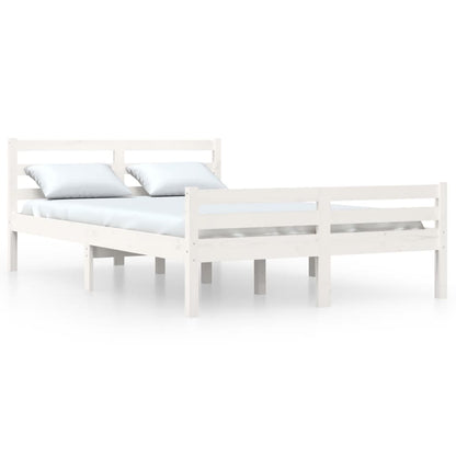 Bedframe Massief Hout King Size 150 x 200 cm Wit