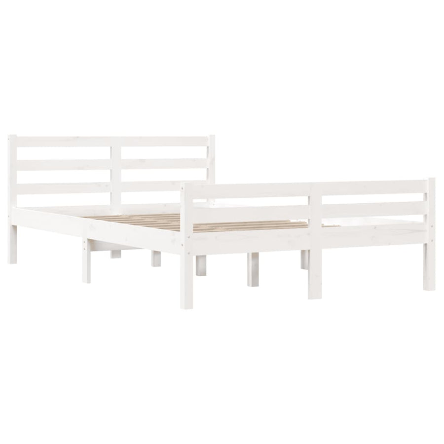Bedframe Massief Hout King Size 150 x 200 cm Wit