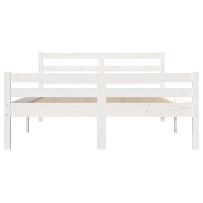 Bedframe Massief Hout King Size 150 x 200 cm Wit