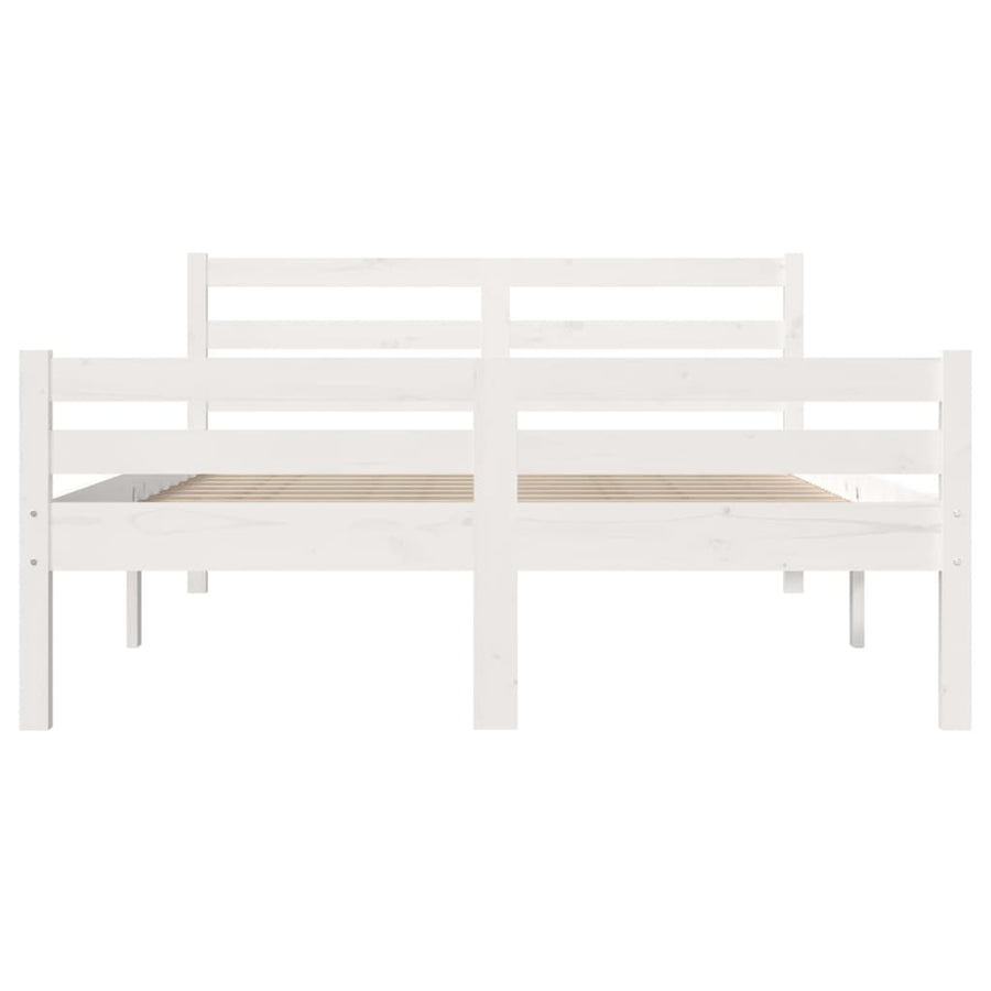 Bedframe Massief Hout King Size 150 x 200 cm Wit