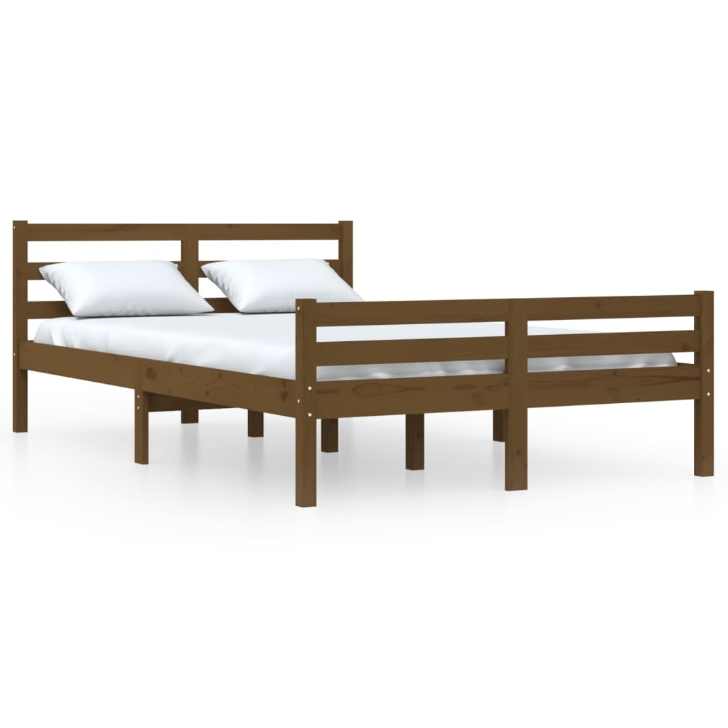 Bedframe Massief Hout King Size 150 x 200 cm Honingbruin