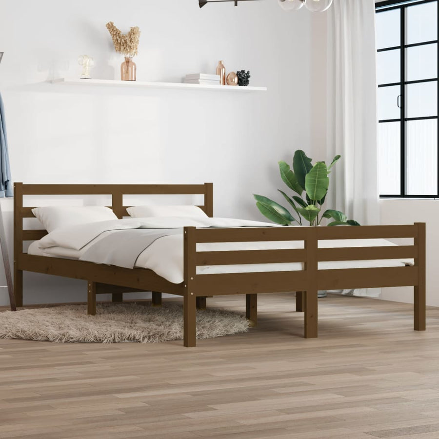 Bedframe Massief Hout King Size 150 x 200 cm Honingbruin