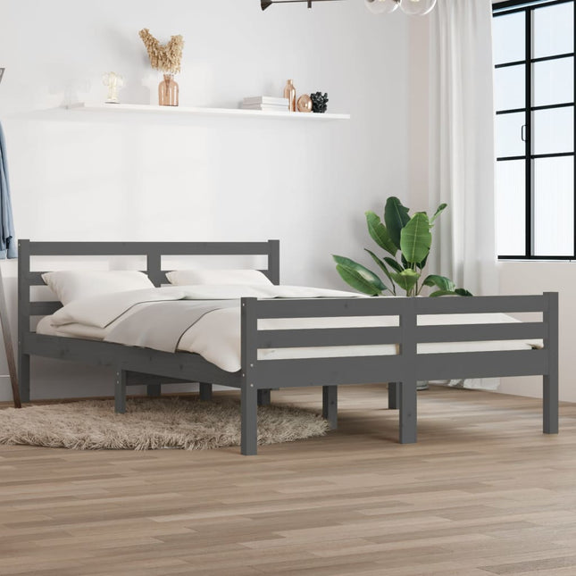 Bedframe Massief Hout 160 x 200 cm Grijs