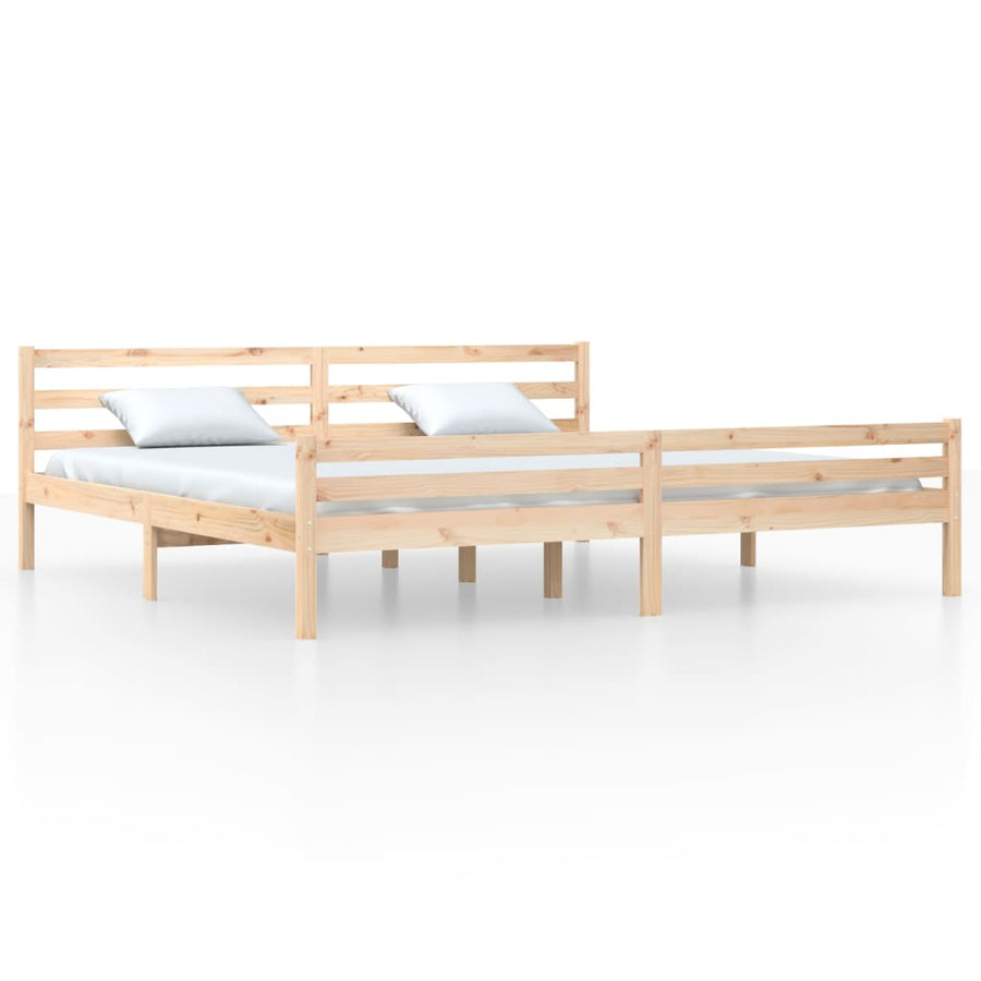 Bedframe Massief Hout 200 x 200 cm Naturel