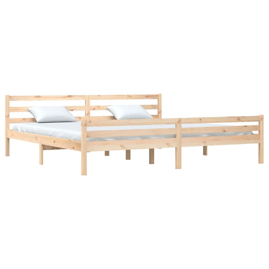 Bedframe Massief Hout 200 x 200 cm Naturel
