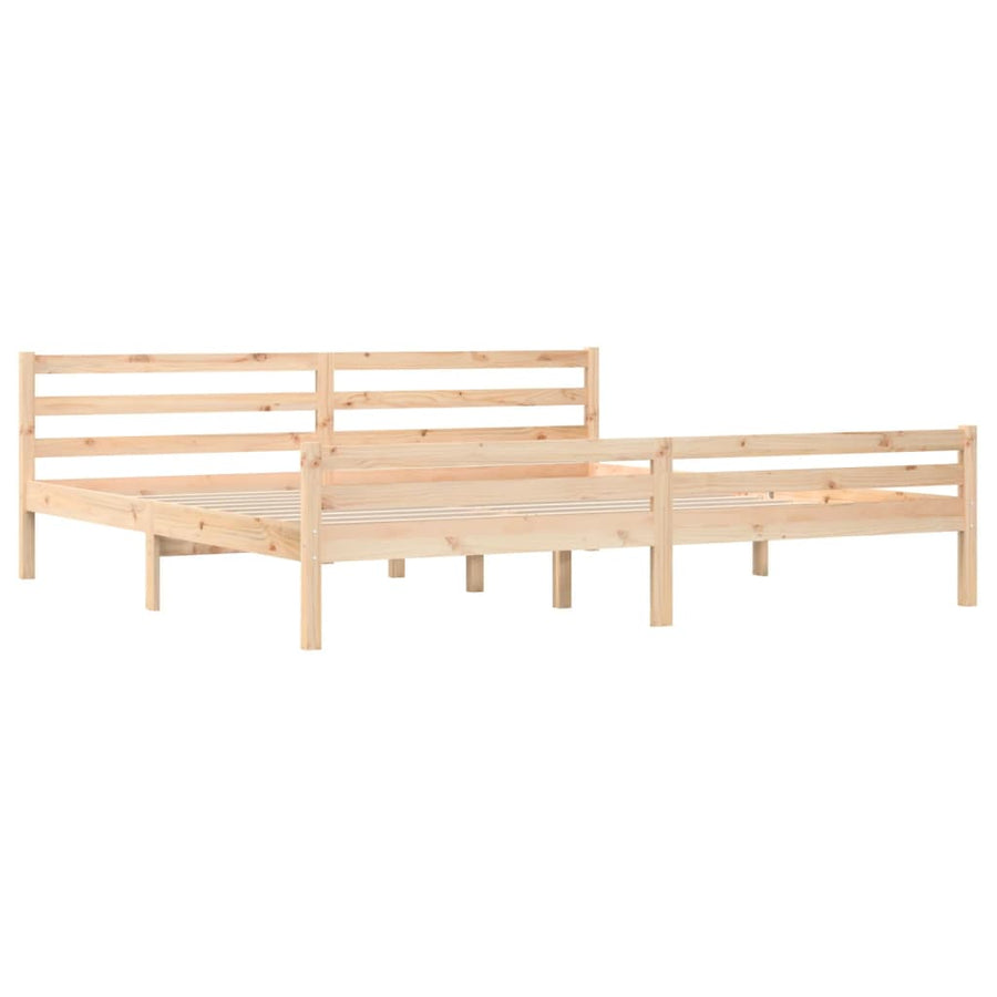 Bedframe Massief Hout 200 x 200 cm Naturel