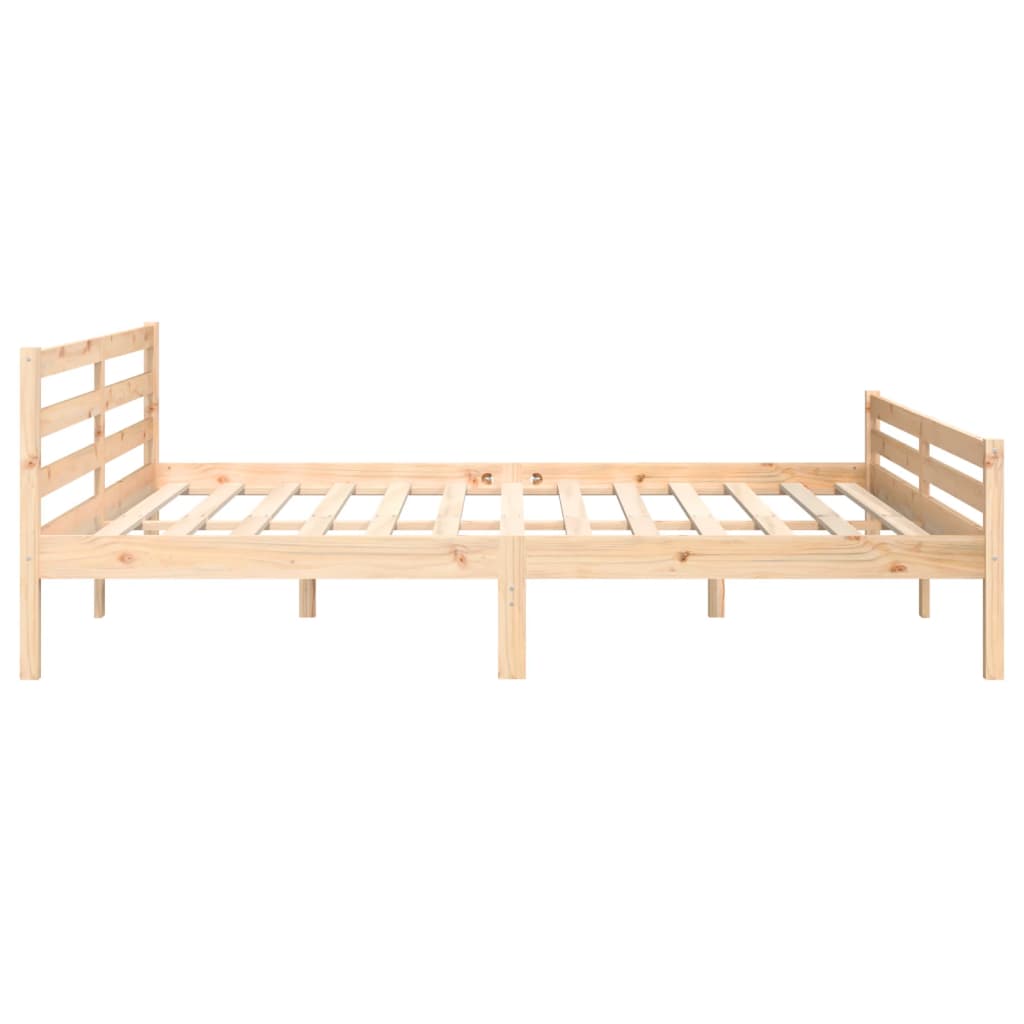 Bedframe Massief Hout 200 x 200 cm Naturel