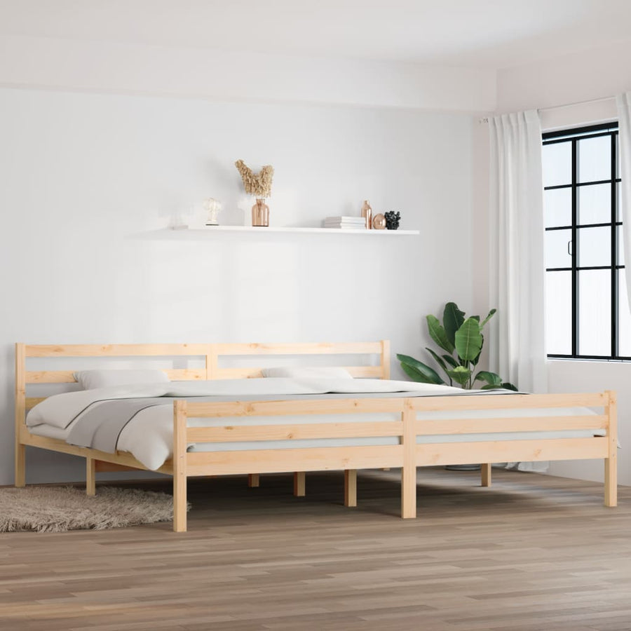 Bedframe Massief Hout 200 x 200 cm Naturel