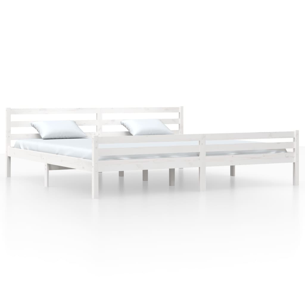 Bedframe Massief Hout 200 x 200 cm Wit