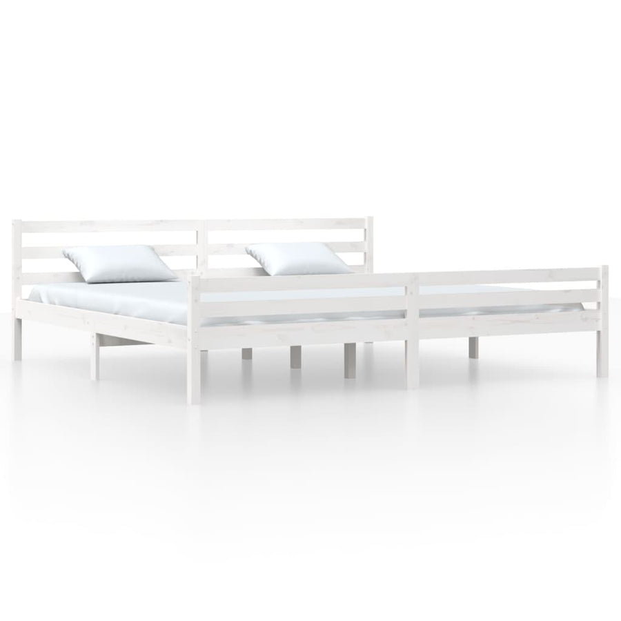Bedframe Massief Hout 200 x 200 cm Wit