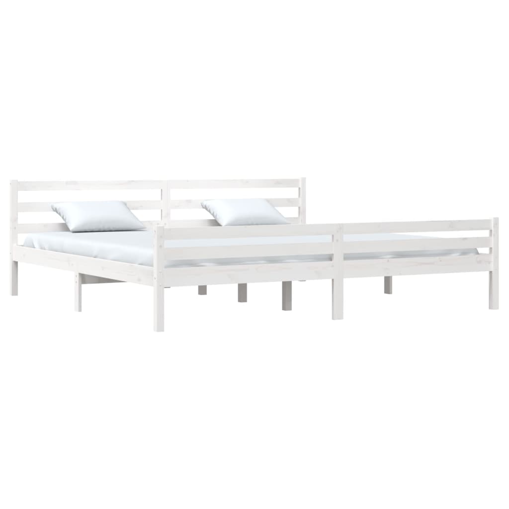 Bedframe Massief Hout 200 x 200 cm Wit