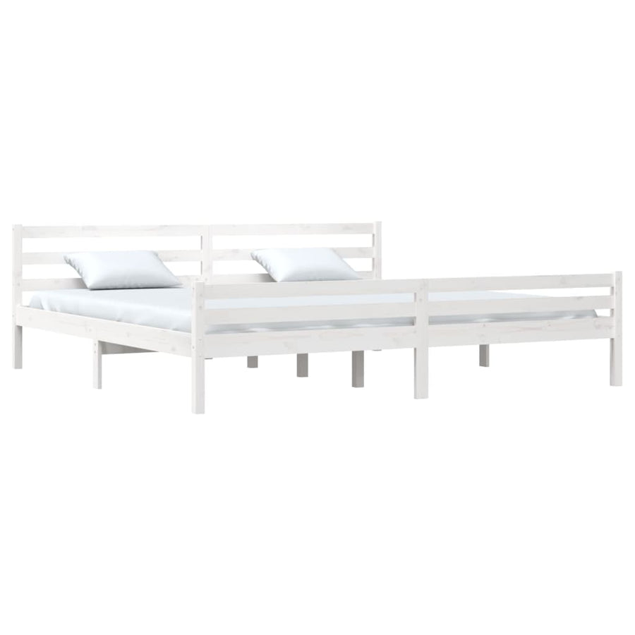 Bedframe Massief Hout 200 x 200 cm Wit