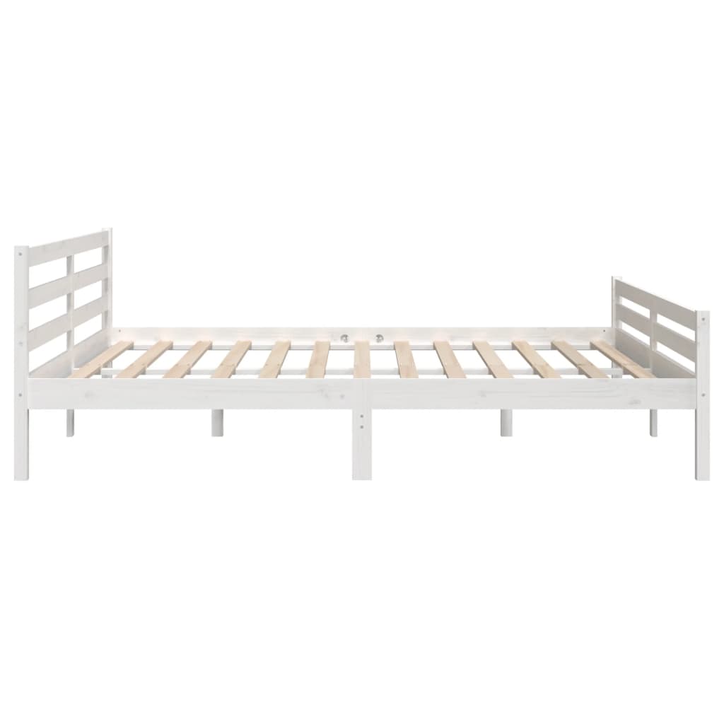 Bedframe Massief Hout 200 x 200 cm Wit
